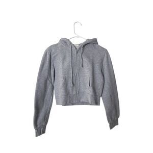 John Galt Gray Cropped Hoodie Jacket Womens